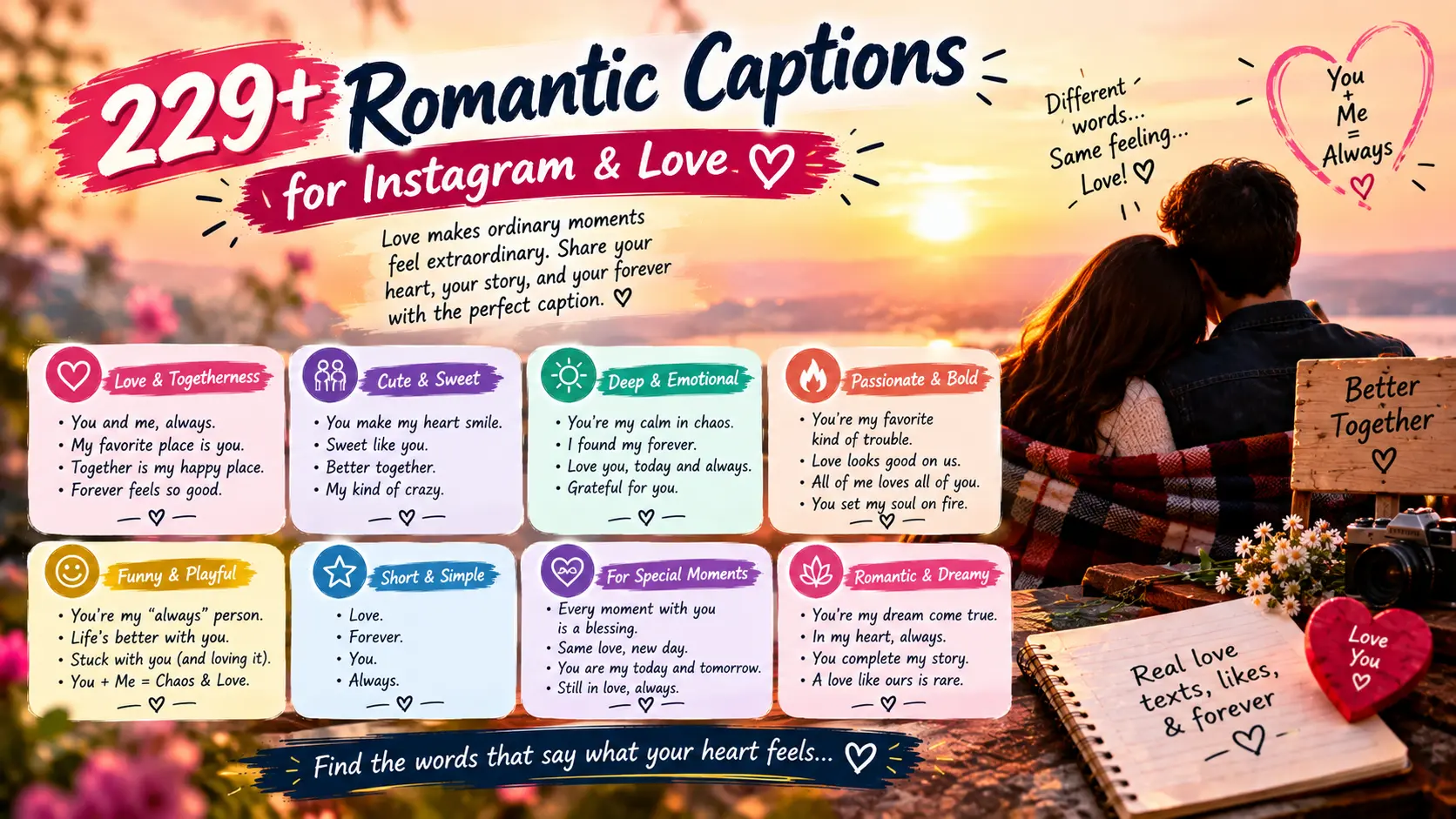 Romantic Captions for Instagram & Love
